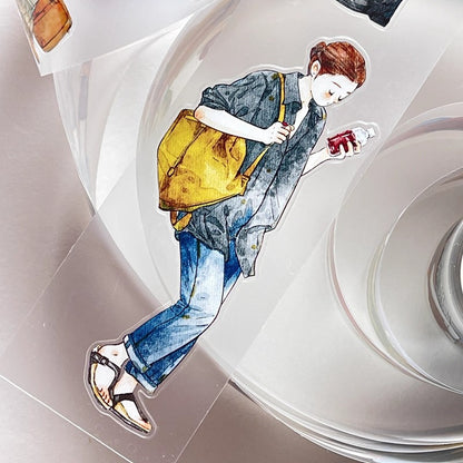 3067 A27 Drifter | Original Character Hand-Drawn PET Washi Tape Die-Cut for Journaling