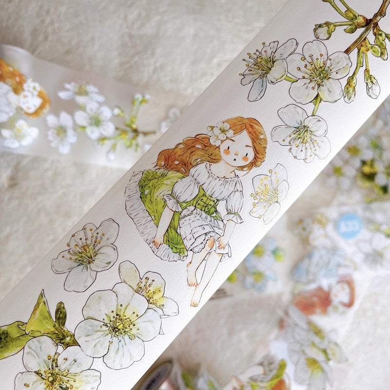 3063 A35 Pear Blossom White | Original PET Washi Tape Die-Cut for Journaling