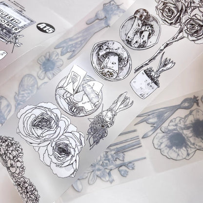 3075 A15 Old Times | Decorative Washi & PET Matte Tape for Journaling