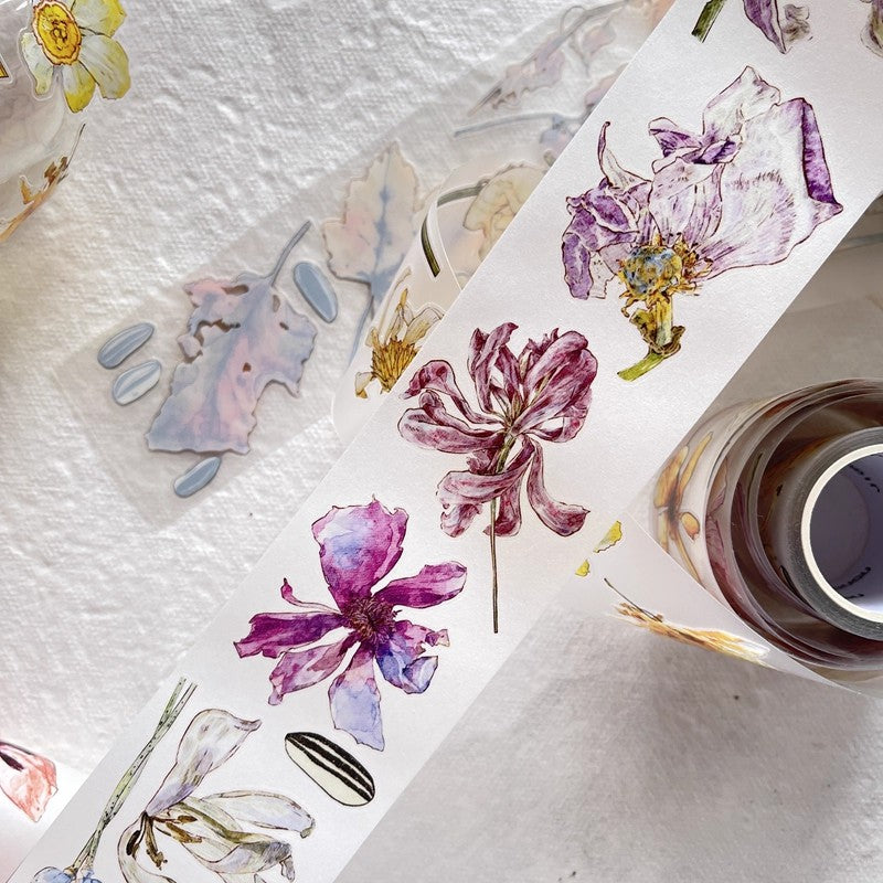 3072 A32 Colorful | Original Hand-Drawn PET Washi Tape Die-Cut for Journaling