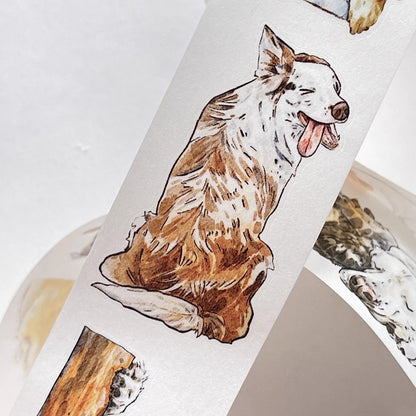 3068 A28 Prosperity | Hand-Drawn PET & Washi Die-Cut Tape, Versatile Journal Supply