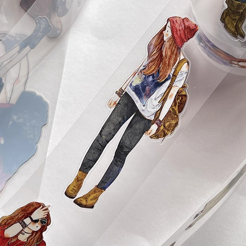 3067 A27 Drifter | Original Character Hand-Drawn PET Washi Tape Die-Cut for Journaling