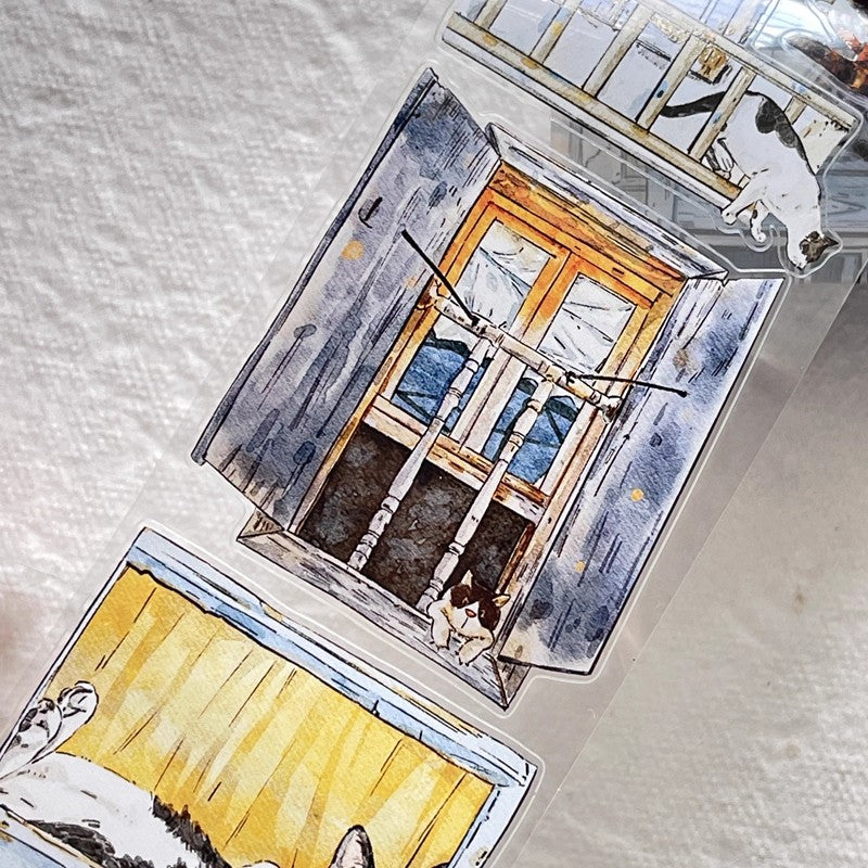 3071 A31 Inside & Out | Original Hand-Drawn PET Washi Tape Die-Cut for Journaling