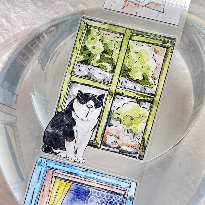 3071 A31 Inside & Out | Original Hand-Drawn PET Washi Tape Die-Cut for Journaling