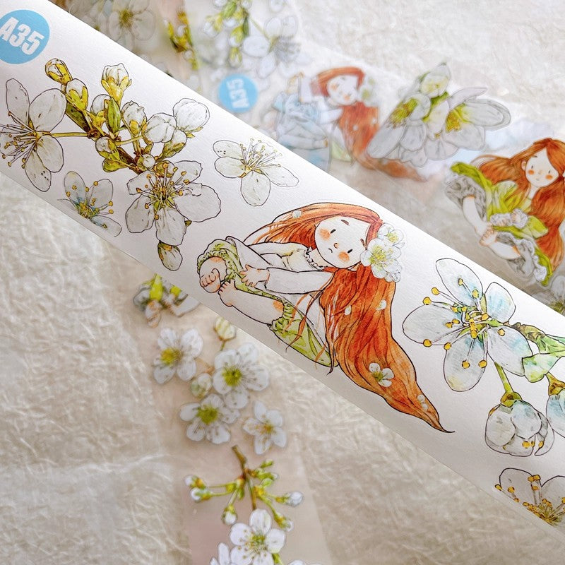 3063 A35 Pear Blossom White | Original PET Washi Tape Die-Cut for Journaling