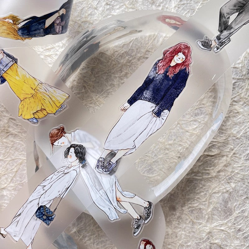 3069 A29 Stroll | Original Character Hand-Drawn PET Washi Tape Die-Cut for Journaling