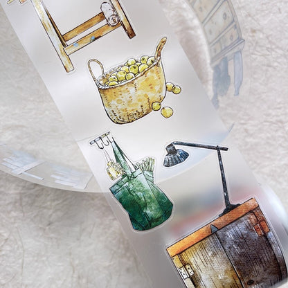 3078  29 Home | Hand-Drawn Furniture Washi Tape & Sticker for Journaling