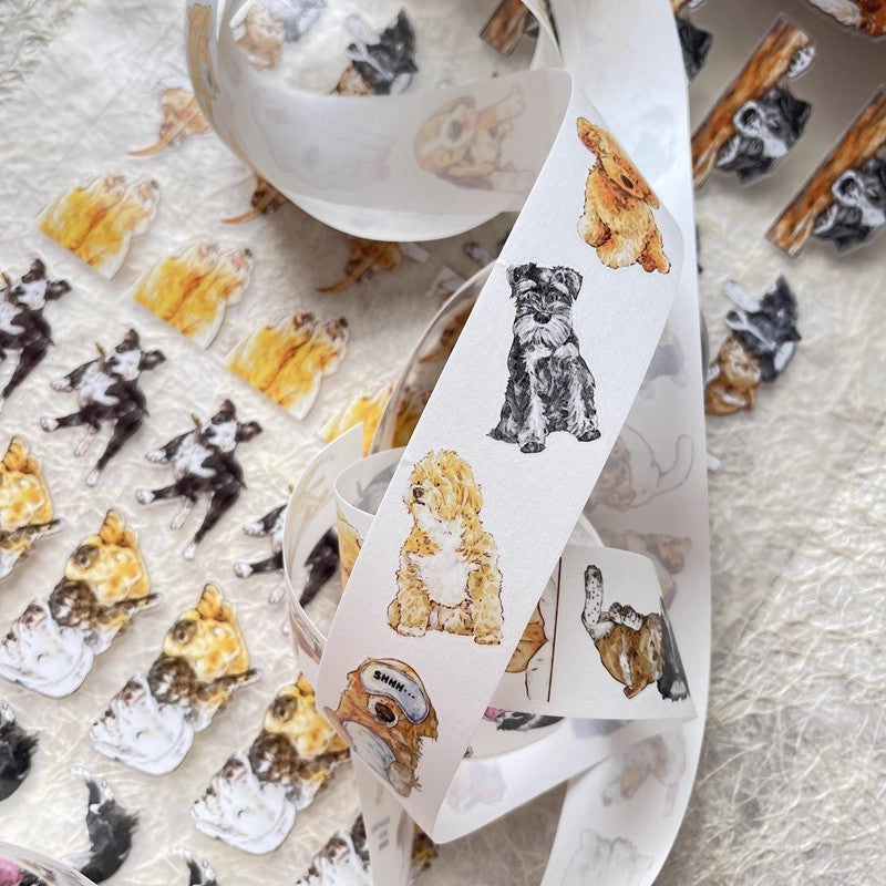 3068 A28 Prosperity | Hand-Drawn PET & Washi Die-Cut Tape, Versatile Journal Supply