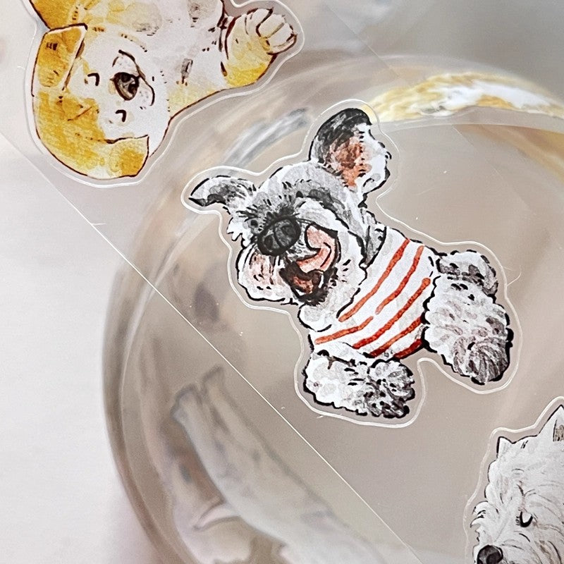 3068 A28 Prosperity | Hand-Drawn PET & Washi Die-Cut Tape, Versatile Journal Supply