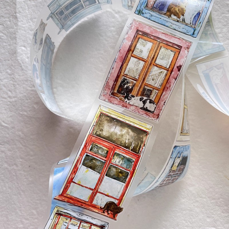 3071 A31 Inside & Out | Original Hand-Drawn PET Washi Tape Die-Cut for Journaling