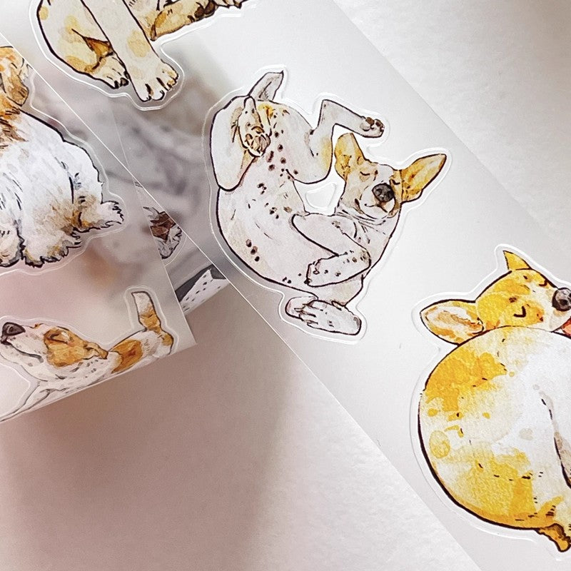 3068 A28 Prosperity | Hand-Drawn PET & Washi Die-Cut Tape, Versatile Journal Supply