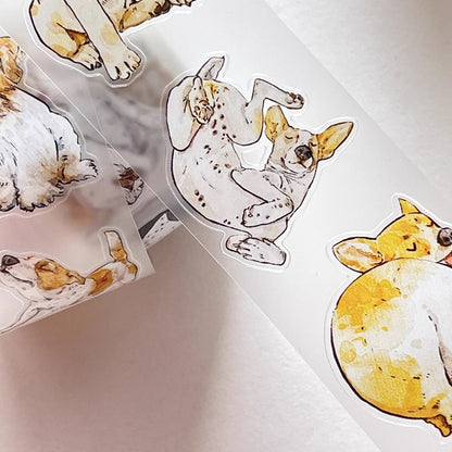 3068 A28 Prosperity | Hand-Drawn PET & Washi Die-Cut Tape, Versatile Journal Supply