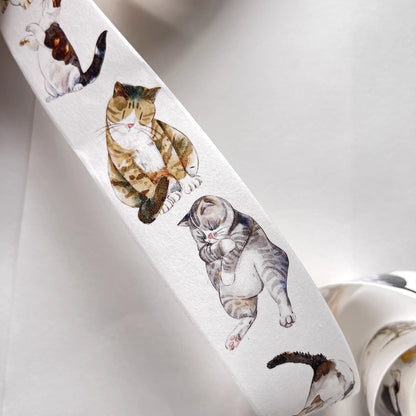 3077 A20 Meow | Original Hand-Drawn Cat Washi Tape / PET / Matte for Journaling