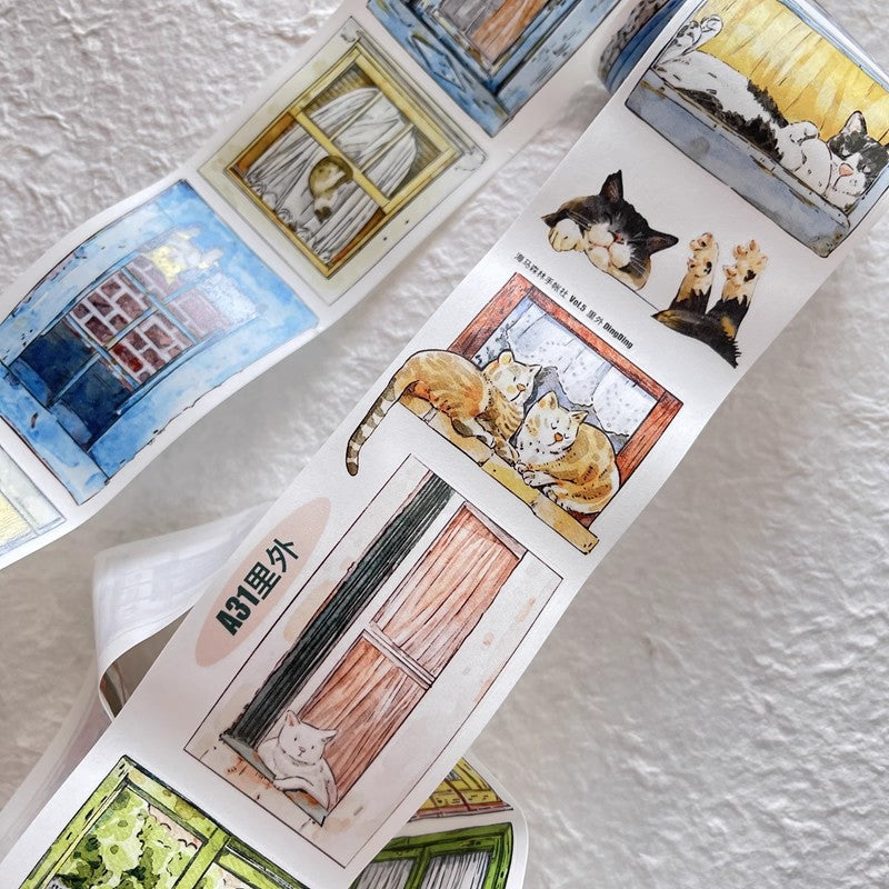 3071 A31 Inside & Out | Original Hand-Drawn PET Washi Tape Die-Cut for Journaling