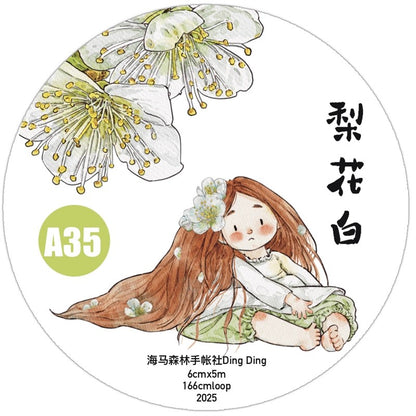 3063 A35 Pear Blossom White | Original PET Washi Tape Die-Cut for Journaling