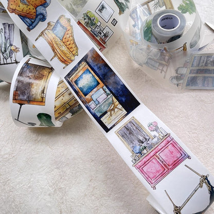 3078  29 Home | Hand-Drawn Furniture Washi Tape & Sticker for Journaling