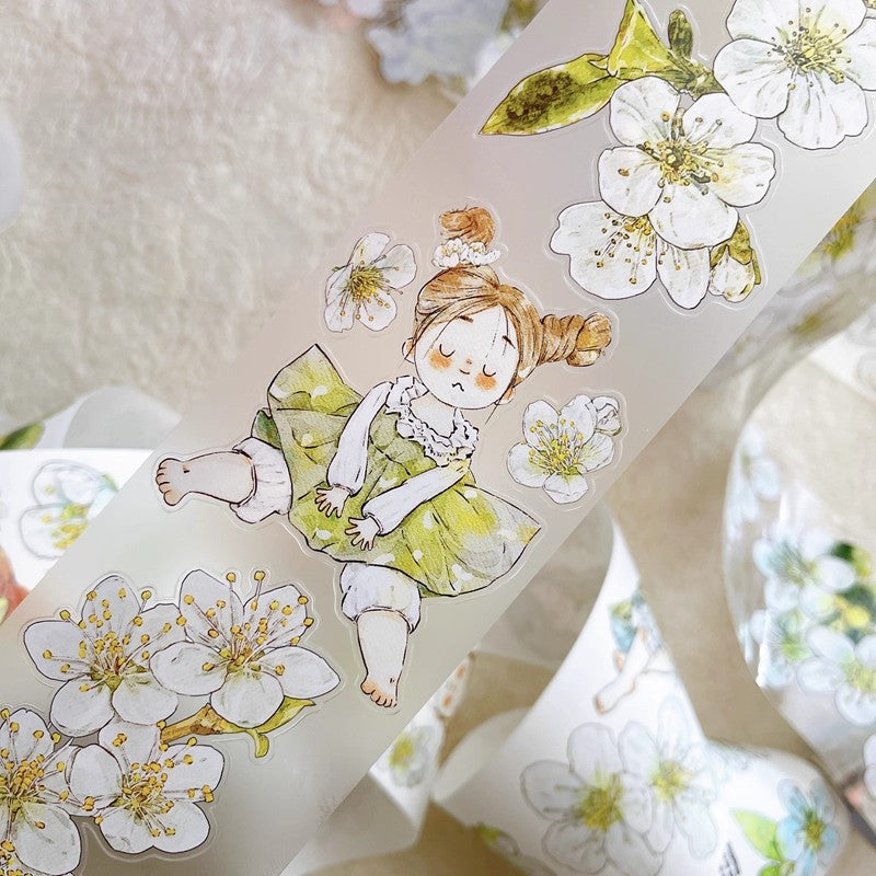 3063 A35 Pear Blossom White | Original PET Washi Tape Die-Cut for Journaling