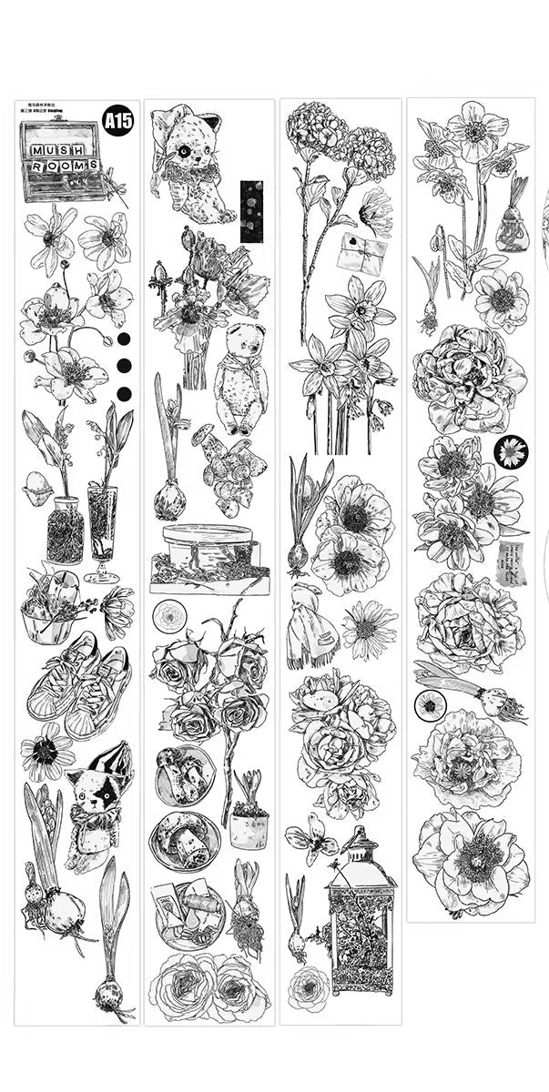 3075 A15 Old Times | Decorative Washi & PET Matte Tape for Journaling