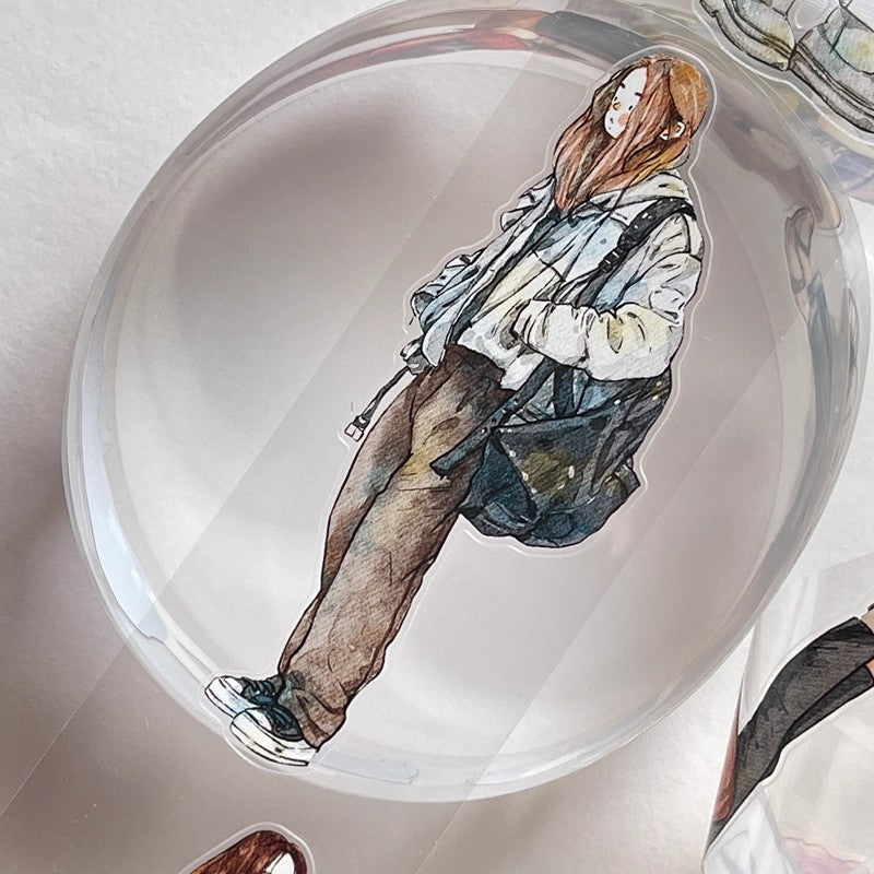 3067 A27 Drifter | Original Character Hand-Drawn PET Washi Tape Die-Cut for Journaling