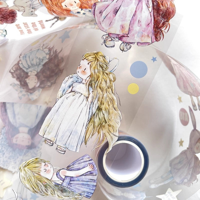 3074 A18 Little Girl | Original Character Cartoon Washi Tape, Journal Decoration