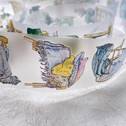 3078  29 Home | Hand-Drawn Furniture Washi Tape & Sticker for Journaling