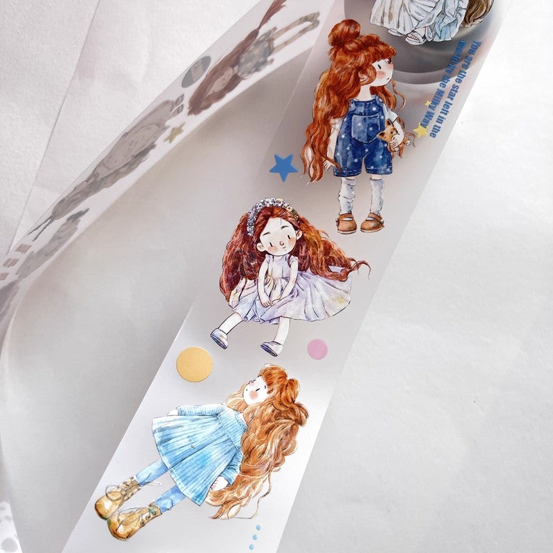 3074 A18 Little Girl | Original Character Cartoon Washi Tape, Journal Decoration