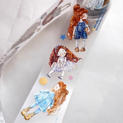 3074 A18 Little Girl | Original Character Cartoon Washi Tape, Journal Decoration