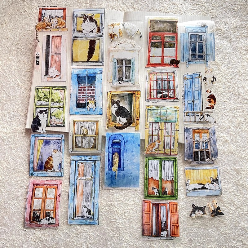 3071 A31 Inside & Out | Original Hand-Drawn PET Washi Tape Die-Cut for Journaling