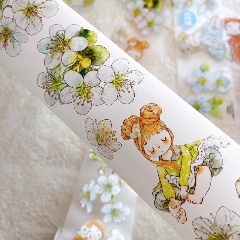 3063 A35 Pear Blossom White | Original PET Washi Tape Die-Cut for Journaling