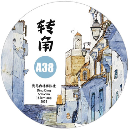 3065 A38 Corner | Original PET Matte Washi Tape Die-Cut for Journaling