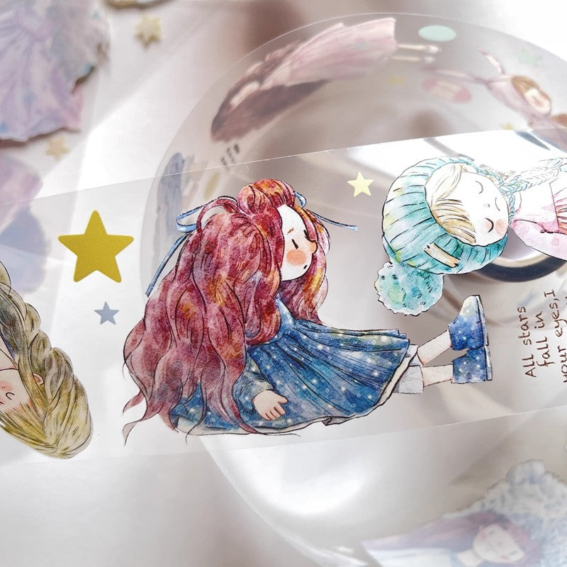3074 A18 Little Girl | Original Character Cartoon Washi Tape, Journal Decoration