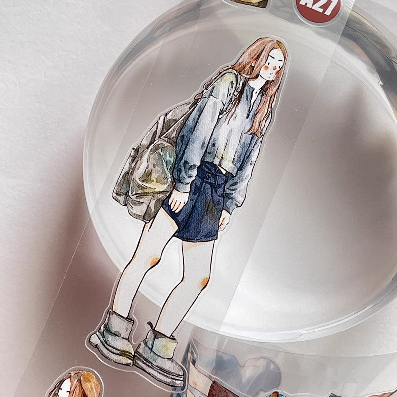 3067 A27 Drifter | Original Character Hand-Drawn PET Washi Tape Die-Cut for Journaling