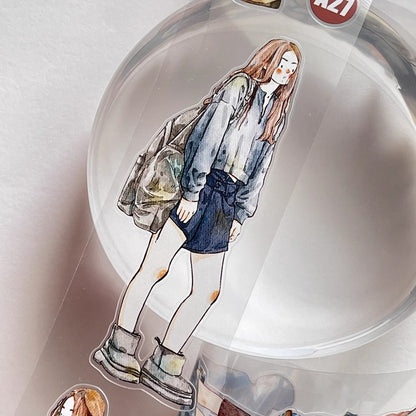 3067 A27 Drifter | Original Character Hand-Drawn PET Washi Tape Die-Cut for Journaling