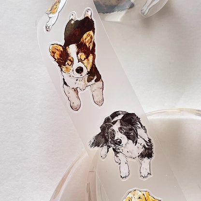 3068 A28 Prosperity | Hand-Drawn PET & Washi Die-Cut Tape, Versatile Journal Supply