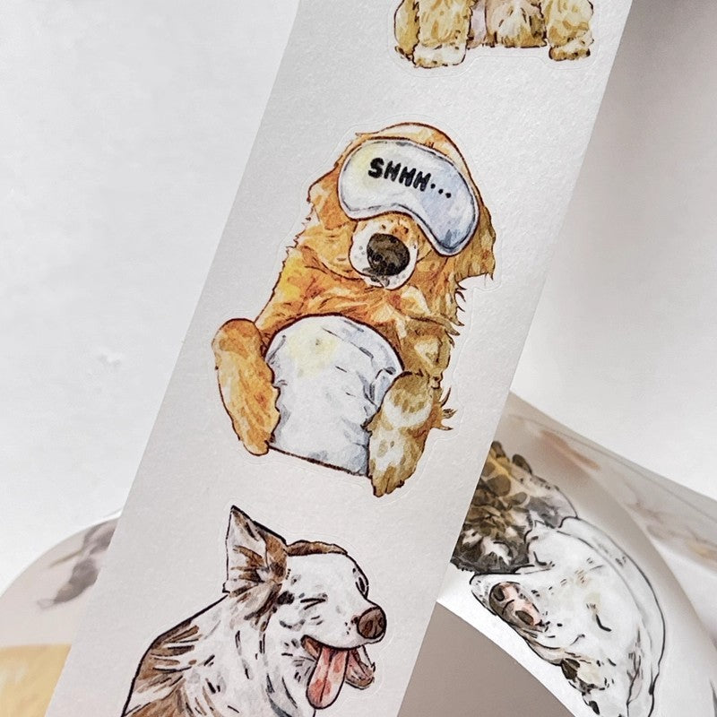 3068 A28 Prosperity | Hand-Drawn PET & Washi Die-Cut Tape, Versatile Journal Supply