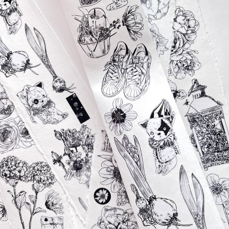 3075 A15 Old Times | Decorative Washi & PET Matte Tape for Journaling