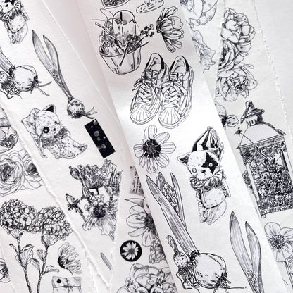 3075 A15 Old Times | Decorative Washi & PET Matte Tape for Journaling