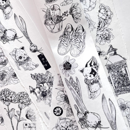 3075 A15 Old Times | Decorative Washi & PET Matte Tape for Journaling