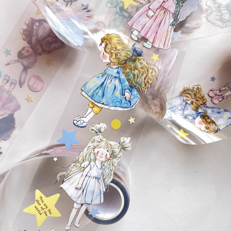 3074 A18 Little Girl | Original Character Cartoon Washi Tape, Journal Decoration