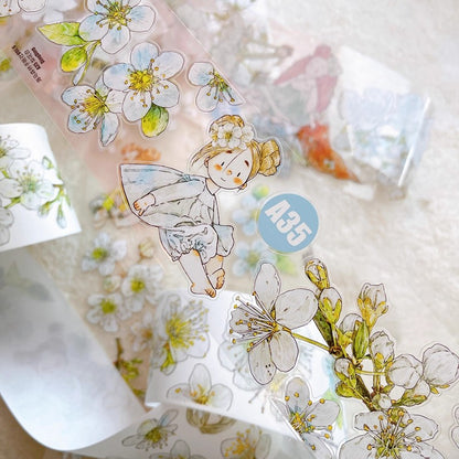 3063 A35 Pear Blossom White | Original PET Washi Tape Die-Cut for Journaling