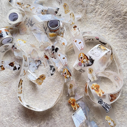 3068 A28 Prosperity | Hand-Drawn PET & Washi Die-Cut Tape, Versatile Journal Supply