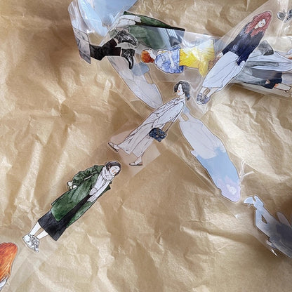 3069 A29 Stroll | Original Character Hand-Drawn PET Washi Tape Die-Cut for Journaling