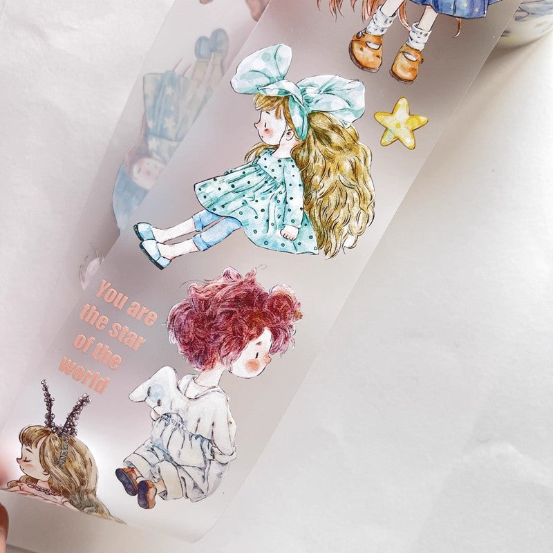 3074 A18 Little Girl | Original Character Cartoon Washi Tape, Journal Decoration