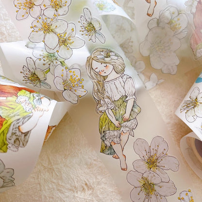 3063 A35 Pear Blossom White | Original PET Washi Tape Die-Cut for Journaling