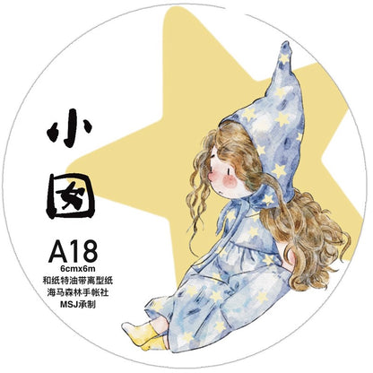 3074 A18 Little Girl | Original Character Cartoon Washi Tape, Journal Decoration