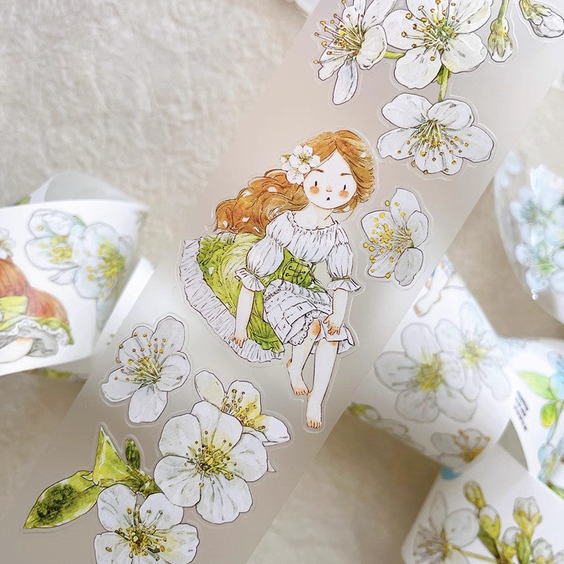 3063 A35 Pear Blossom White | Original PET Washi Tape Die-Cut for Journaling