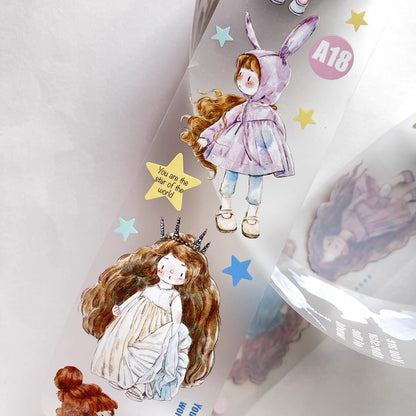 3074 A18 Little Girl | Original Character Cartoon Washi Tape, Journal Decoration