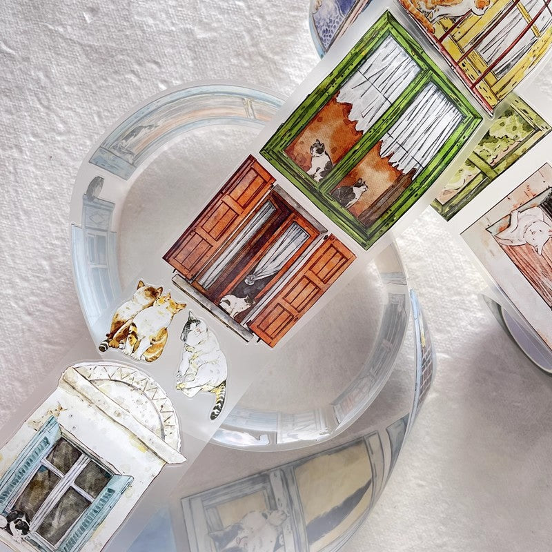 3071 A31 Inside & Out | Original Hand-Drawn PET Washi Tape Die-Cut for Journaling