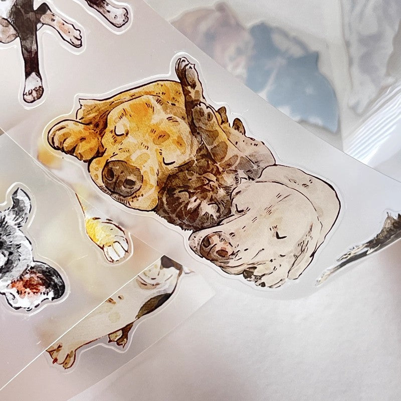 3068 A28 Prosperity | Hand-Drawn PET & Washi Die-Cut Tape, Versatile Journal Supply