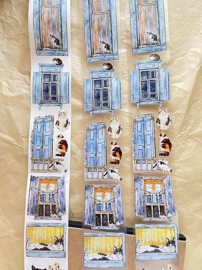 3071 A31 Inside & Out | Original Hand-Drawn PET Washi Tape Die-Cut for Journaling